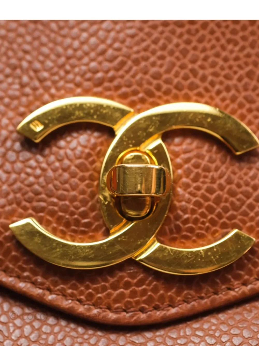 Chanel Vintage Tote Caramel Caviar Leather 24K Gold Hardware - Turnlock CC